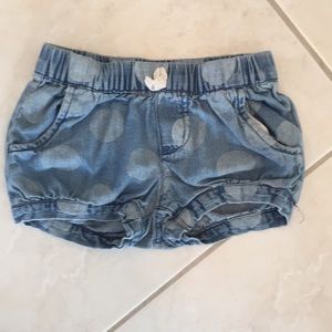 Poofy poka-dot jean shorts